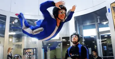 woman indoor skydiving