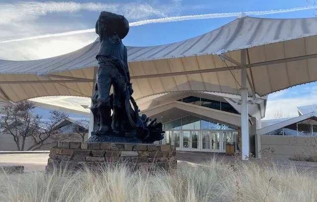 statue located at the front of the cowboy museum in OKC