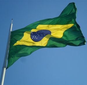 brazil flag waving on a flag pole