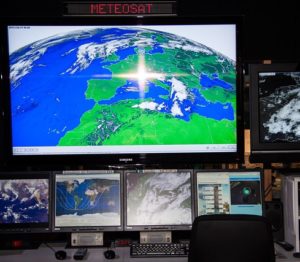 computer screens of weather monitoring