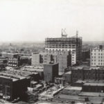 black and white photo in 1910 of buildings being built in oklahoma city