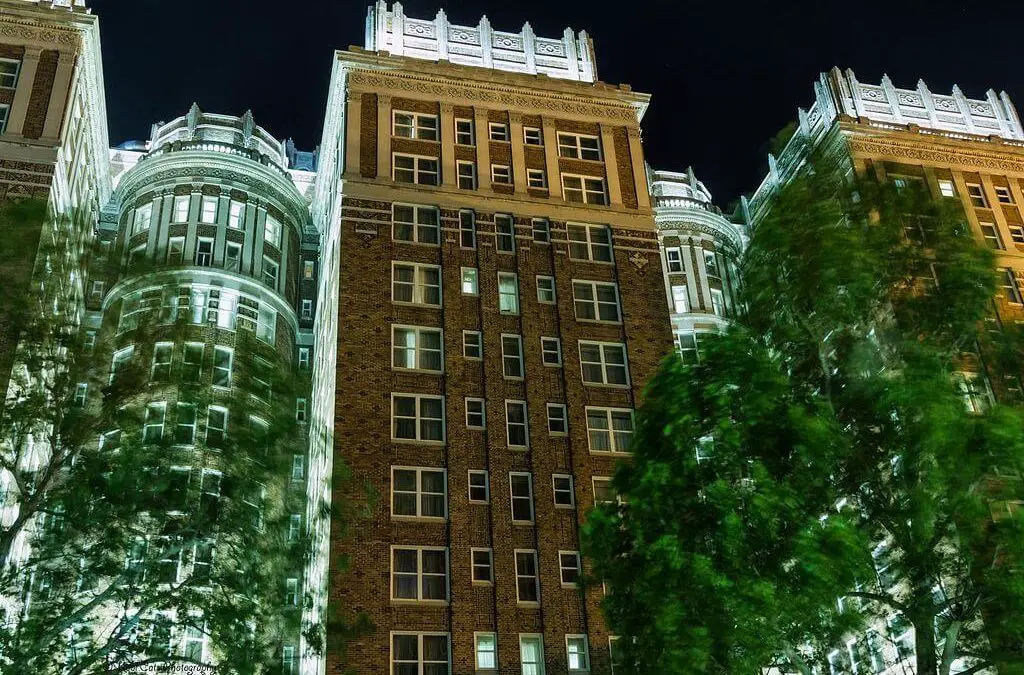 The front of The Skirvin Hilton hotel in Oklahoma City