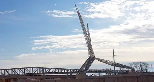 skydance bridge in oklahoma. Large metal bridge over Interstate 40