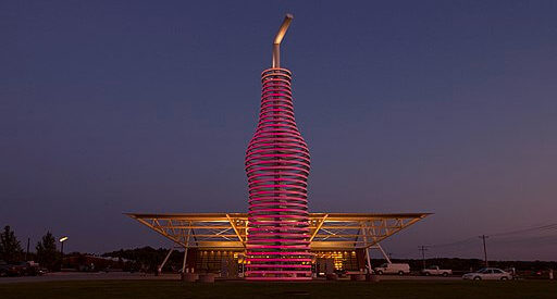 large pop bottle lit up at pops 66 in arcadia