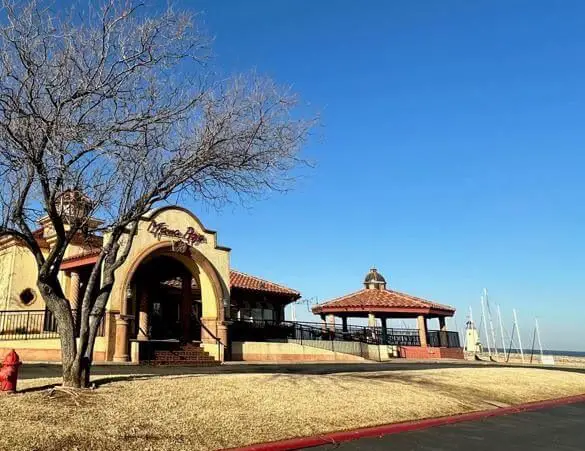 restaurant by a lake