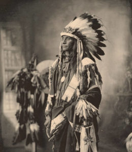 black and white photo of native american