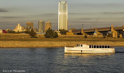 river boat with oklahoma city buildings in background