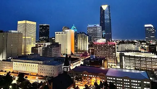 downtown oklahoma city night skyline