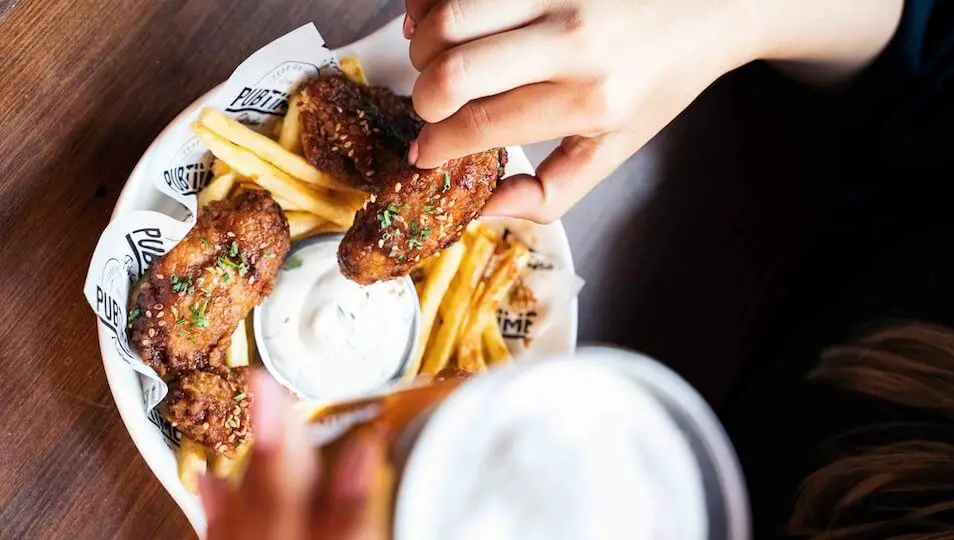 plate of fried chicken and french fries