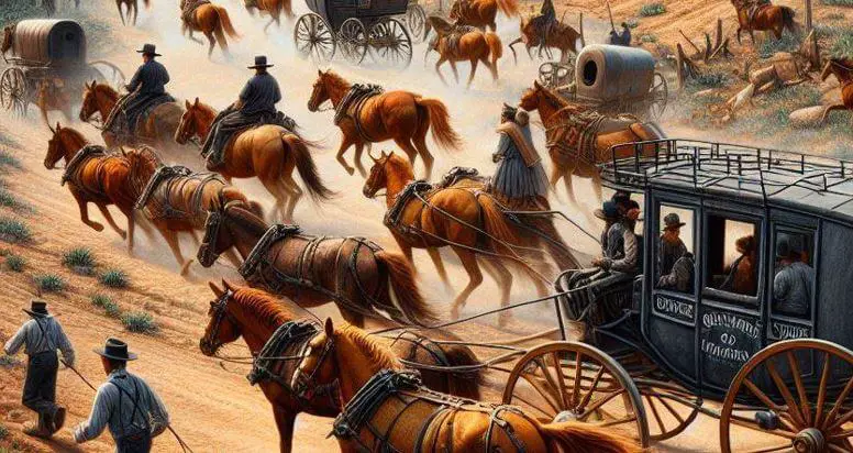 horses and carriage during land run