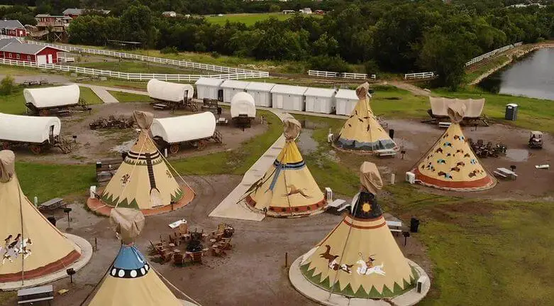 Teepees and wagons at orr family farm in okc