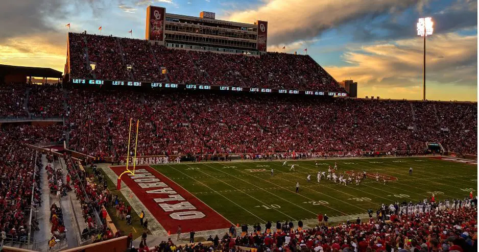 Oklahoma Sooners football field during a game